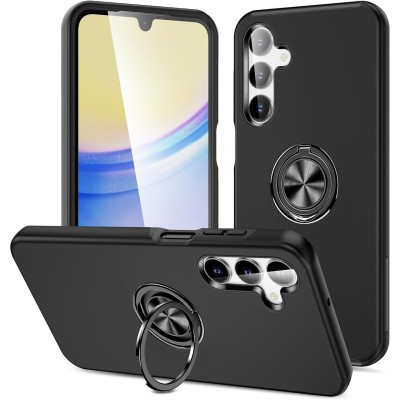 For Samsung A17 5G Loop Hybrid with [Magnetic Ring Circle] 360 degrees Rotational Kickstand Case Cover - Black