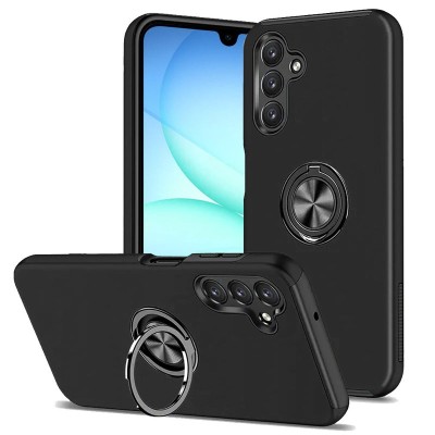 For Samsung A17 5G [Magnetic Circle] Smooth Safe Matte Feel Hybrid Case - Black