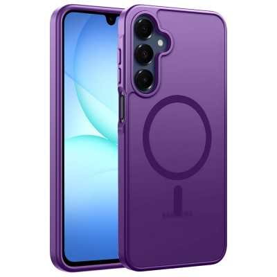 For Samsung A17 5G [Magnetic Circle] Smooth Safe Matte Feel Hybrid Case - Dark Purple