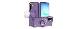 For Samsung A17 5G Magnetic Matching Ring Stand Full Rotation Matte Hybrid - Dark Purple