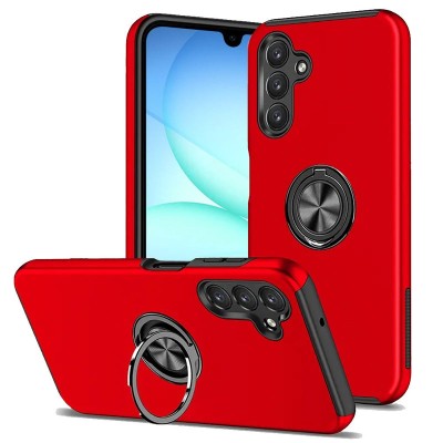 For Samsung A17 5G Magnetic Ring Stand Classic Design FULL Camera Protection Hybrid Case - Red