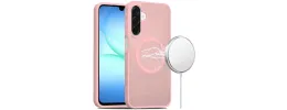 For Samsung A17 5G [Magnetic Circle] Smooth Safe Matte Feel Hybrid Case - Light Pink