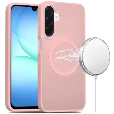 For Samsung A17 5G [Magnetic Circle] Smooth Safe Matte Feel Hybrid Case - Light Pink