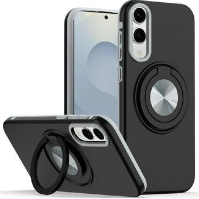 For Samsung A17 5G Metal Diamond CD Pattern Design Matte  Finished Hybrid with Rotational Ring [Car Mount Friendly] Case  Floral E