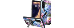 For Samsung A17 5G Metal Diamond CD Pattern Design Matte Finished Hybrid with Rotational Ring [Car Mount Friendly] Case - Hummingbird & Floral