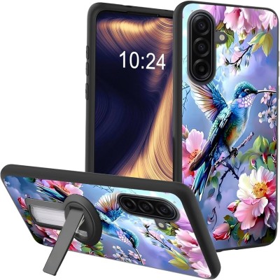 For Samsung A17 5G Metal Diamond CD Pattern Design Matte Finished Hybrid with Rotational Ring [Car Mount Friendly] Case - Hummingbird & Floral