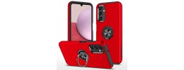 For Samsung A17 5G Multi-Functional 2X Card Slot Shockproof Metal Ring Hybrid Case - Red