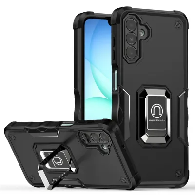 For Samsung A17 5G OPTIMUM Magnetic Ring Stand Hybrid Case Cover - Black