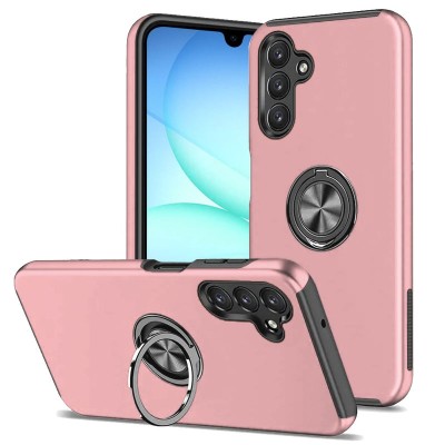For Samsung A17 5G Ring Magnetic Kickstand Hybrid Case Cover - Hot Pink