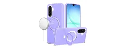 For Samsung A17 5G Magnetic Matching Ring Stand Full Rotation Matte Hybrid - Light Purple