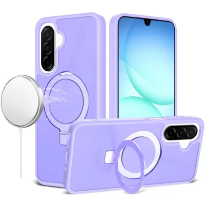 For Samsung A17 5G Magnetic Matching Ring Stand Full Rotation Matte Hybrid - Light Purple