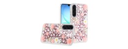 For Samsung A17 5G Rose Flower Full Diamond Bling Stones - Pink