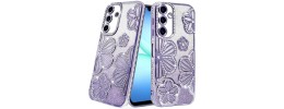 For Samsung A17 5G Pro Max Shimmer Glitter Floral Design Thick TPU Case Cover - Purple