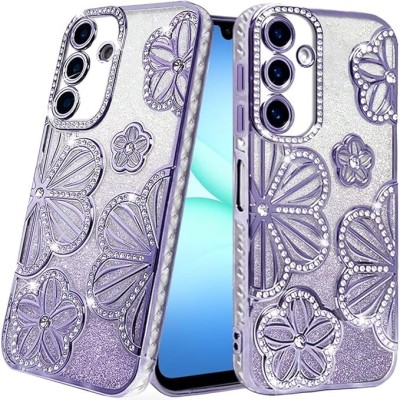 For Samsung A17 5G Pro Max Shimmer Glitter Floral Design Thick TPU Case Cover - Purple