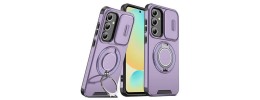 For Samsung A17 5G Transparent Glitter Rotaional Magnetic Ring Stand HQ Hybrid - Light Purple