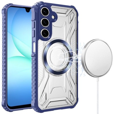 For Samsung A17 5G [Magnetic Circle] CD Pattern Transparent Rugged Hybrid - Dark Blue