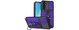 For Samsung A17 5G Utter Tough Metal Ring Movable Camera Window Hybrid Case Cover - Dark Purple