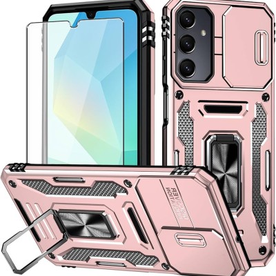 For Samsung A17 5G Utter Tough Metal Ring Movable Camera Window Hybrid Case Cover - Rose Gold