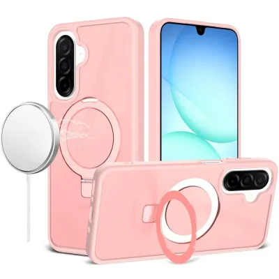 For Samsung A17 5G Magnetic Matching Ring Stand Full Rotation Matte Hybrid - Light Pink