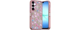 For Samsung A17 5G Stick-On Embedded Glass Diamonds of  Colorful Floral Arrangement HQ Hybrid Case - Rose Gold