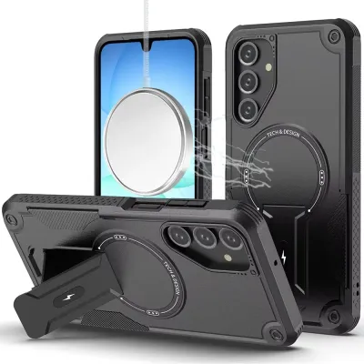 For Samsung A17 5G Sturdy Bracket Kickstand Magnetic Hybrid - Black