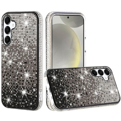 For Samsung s25/s24 Party Diamond Bumper Bling Hybrid Case Cover - Black