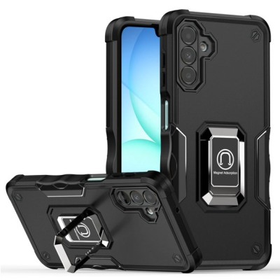 For Samsung A17 5G Well Protective Magentic Ring Stand Camera  Protective Cover Case - Black