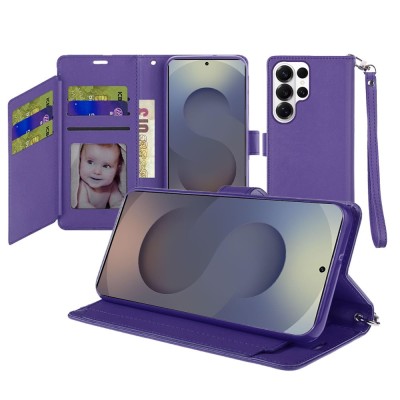 For Samsung s26 Ultra Wallet ID Card Holder Case Cover - Dark Purple