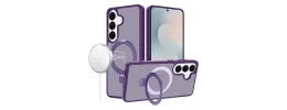 For Samsung s25 FE Magnetic Matching Ring Stand Full Rotation Matte Hybrid - Dark Purple