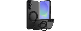 For Samsung Galaxy A26 CHIEF Oil Painted Magnetic Ring Stand Hybrid Case Cover - Black