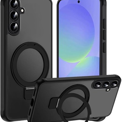 For Samsung Galaxy A26 CHIEF Oil Painted Magnetic Ring Stand Hybrid Case Cover - Black