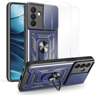 For Samsung Galaxy A26 CHIEF Oil Painted Magnetic Ring Stand Hybrid Case Cover - Dark Blue