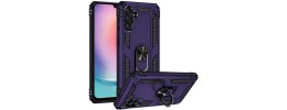 For Samsung Galaxy A26 Ring Magnetic Kickstand Hybrid Case Cover - Dark Purple