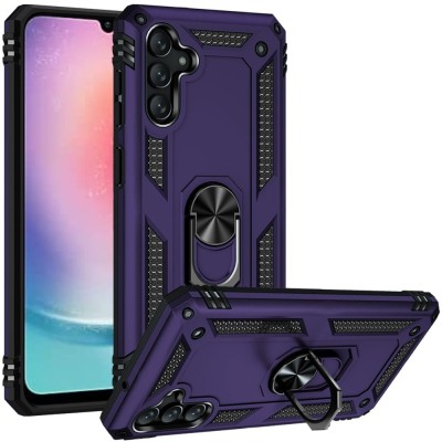 For Samsung Galaxy A26 Ring Magnetic Kickstand Hybrid Case Cover - Dark Purple