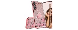 For Samsung Galaxy A26 Shimmer Glitter Floral Design Thick TPU Case Cover - Rose Gold