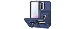 For Samsung Galaxy A26 Utter Tough Metal Ring Movable Camera Window Hybrid Case Cover - Navy blue