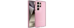 For Samsung Galaxy A36 / A56 Crystal Glass Diamond with Metallic Buttons and Edges Hybrid Case - Hot Pink