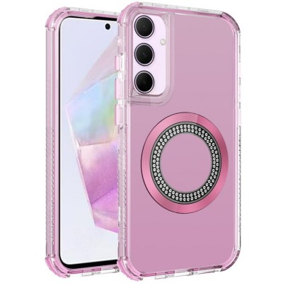For Samsung Galaxy A36 / A56 [Magnetic Circle] Smooth Safe Matte Feel Hybrid Case - Light Pink