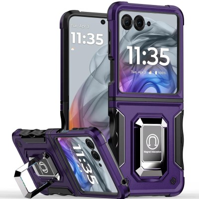 For Samsung Galaxy A36 / A56 [Magnetic Circle] Smooth Safe Matte Feel Hybrid Case - Navy Blue