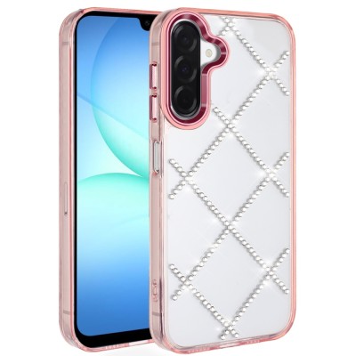 For Samsung Galaxy A36 / A56 Resin Epoxy Design Diamond Metal Edged Hybrid Case - J