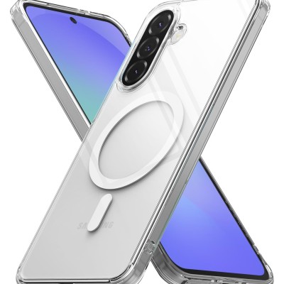 For Samsung Galaxy A36 / A56 Robust Magnetic Kickstand Hybrid Case Cover - Silver