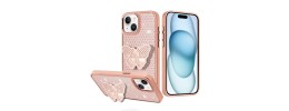 For Samsung Galaxy A36 Butterfly Moveable Grip Stand With Small  Diamonds Meta Buttons HQ Hybrid - Pink