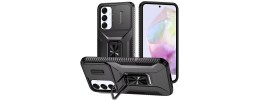 For Samsung Galaxy A36 CHIEF Oil Painted Magnetic Ring Stand Hybrid Case Cover - Black