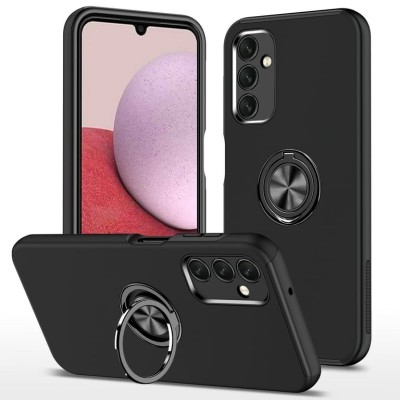 For Samsung Galaxy A36 Car Mount with 2-Ring Stand Hybrid Case- Black