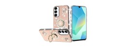 For Samsung Galaxy A36 Splendid Glitter with Diamonds All Around Edges Ring Stand Case Cover - Gold