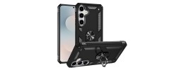 For Samsung Galaxy A37 CHIEF Oil Painted Magnetic Ring Stand Hybrid Case Cover - Black
