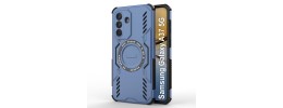 For Samsung Galaxy A37 CHIEF Oil Painted Magnetic Ring Stand Hybrid Case Cover - Dark Blue