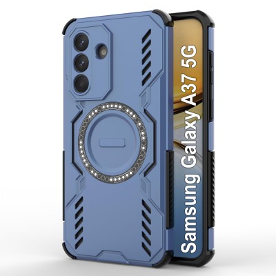 For Samsung Galaxy A37 CHIEF Oil Painted Magnetic Ring Stand Hybrid Case Cover - Dark Blue