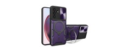 For Samsung Galaxy A37 CHIEF Oil Painted Magnetic Ring Stand Hybrid Case Cover - Dark Purple