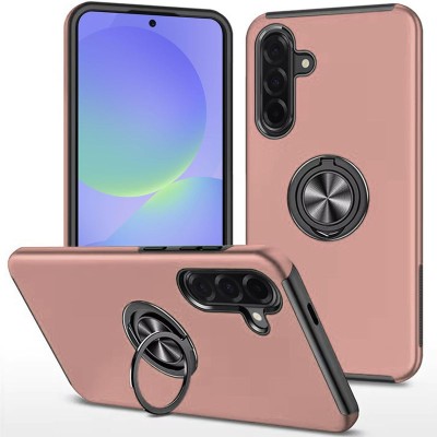 For Samsung Galaxy A37 CHIEF Oil Painted Magnetic Ring Stand Hybrid Case Cover - Hot Pink